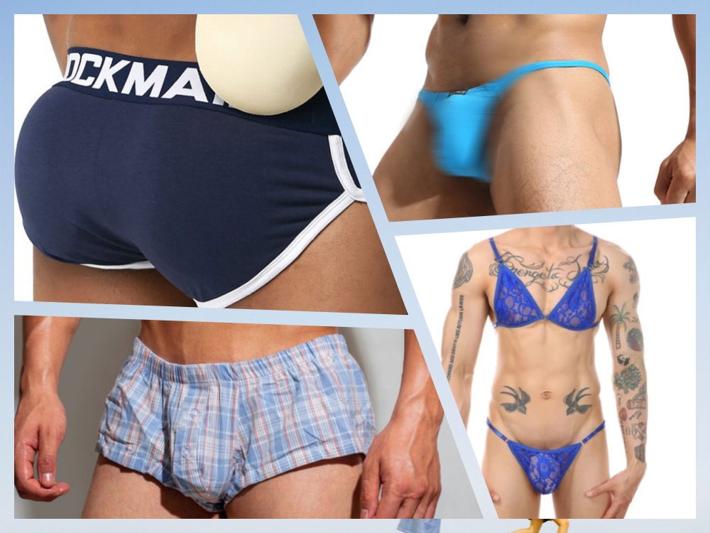 four kinds of men's blue underwear